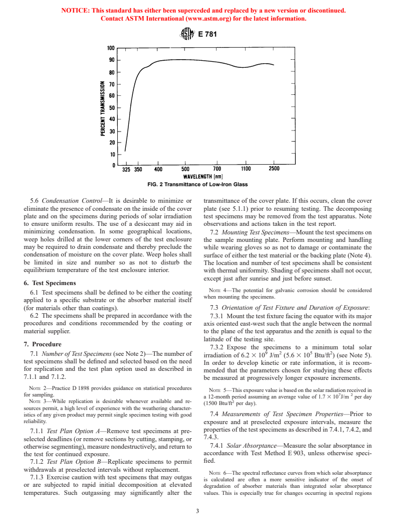 ASTM E781-86(1996) - Standard Practice for Evaluating Absorptive Solar Receiver Materials When Exposed to Conditions Simulating Stagnation in Solar Collectors With Cover Plates