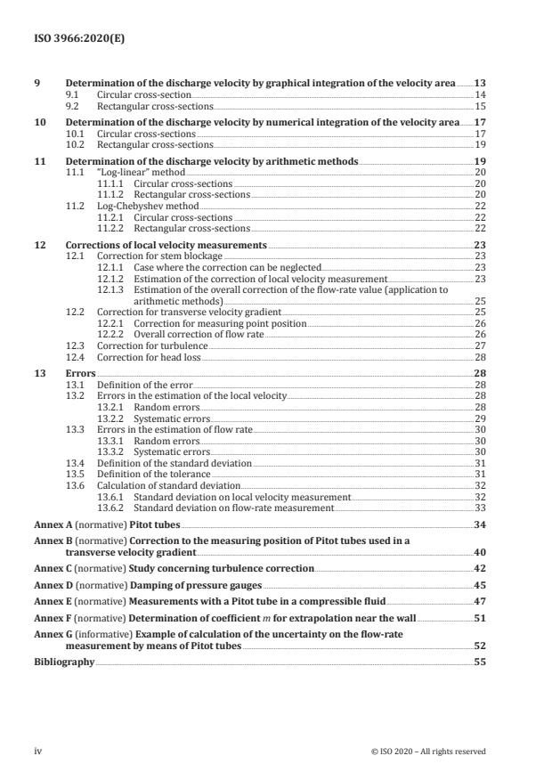 ISO 3966:2020 ISO 3966:2020 - Measurement of fluid flow in closed conduits -- Velocity area method using Pitot static tubes - Page 4 preview