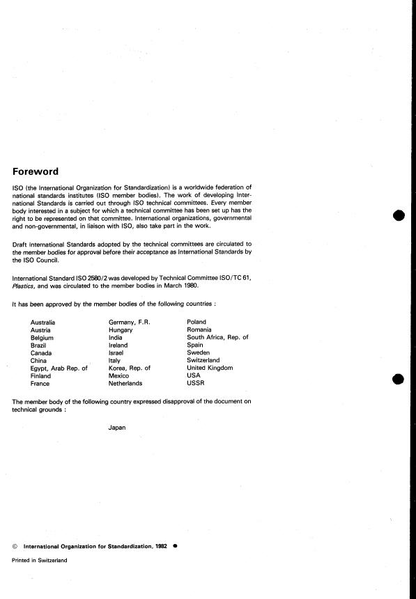 ISO 2580-2:1982 ISO 2580-2:1982 - Plastics -- Acrylonitrile/butadiene/styrene (ABS) moulding and extrusion materials - Page 2 preview