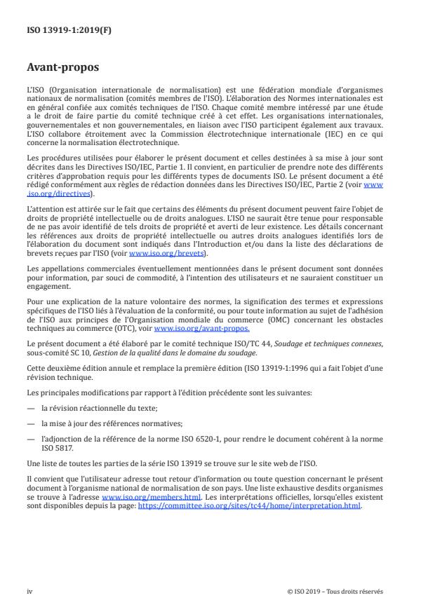 ISO 13919-1:2019 ISO 13919-1:2019 - Assemblages soudés par faisceau d'électrons et par faisceau laser -- Exigences et recommandations sur les niveaux de qualité des défauts - Page 4 preview