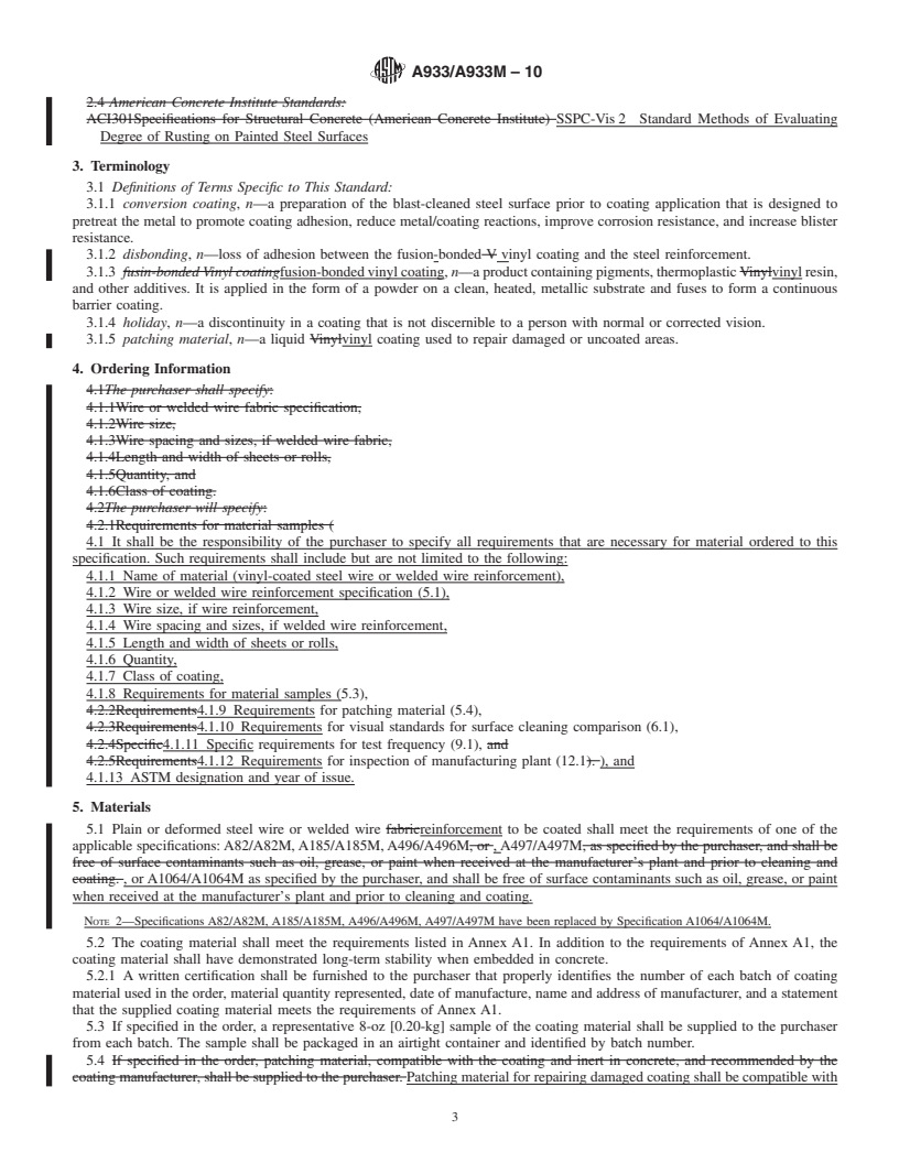 REDLINE ASTM A933/A933M-10 - Standard Specification for  Vinyl-Coated Steel Wire and Welded Wire Reinforcement