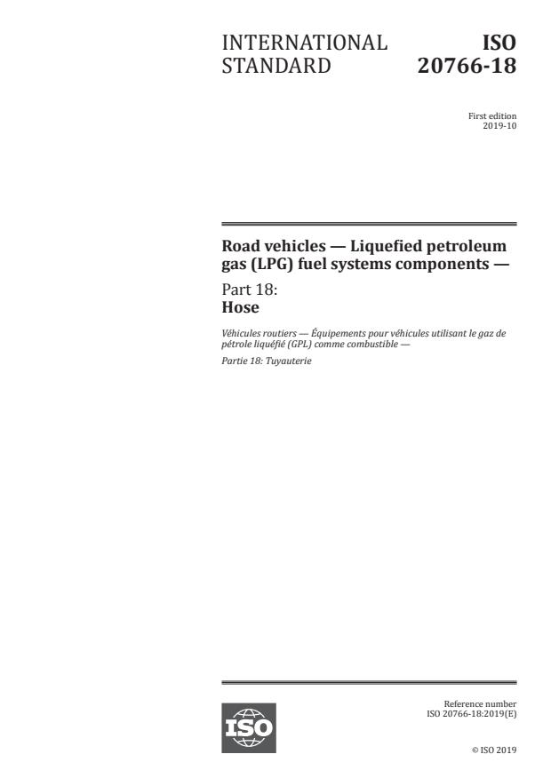 ISO 20766-18:2019 - Road vehicles -- Liquefied petroleum gas (LPG) fuel systems components