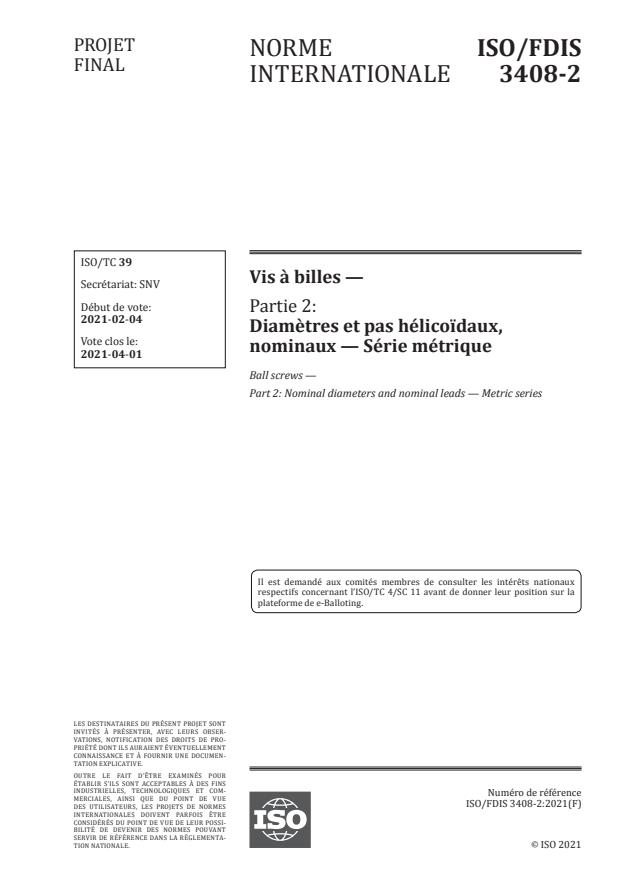 ISO/FDIS 3408-2:Version 20-mar-2021 - Vis a billes