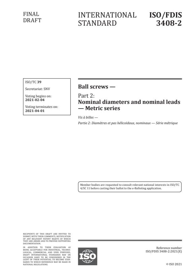 ISO/FDIS 3408-2:Version 30-jan-2021 - Ball screws