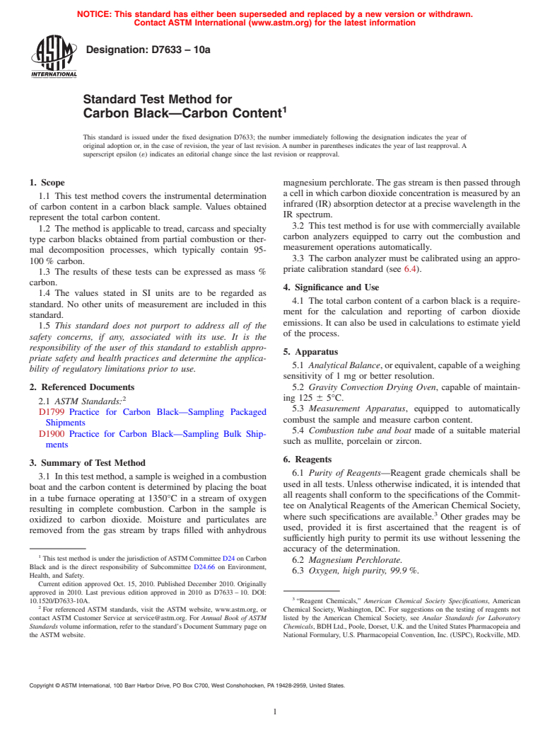 ASTM D7633-10a - Standard Test Method for Carbon Black<char: emdash>CARBON CONTENT