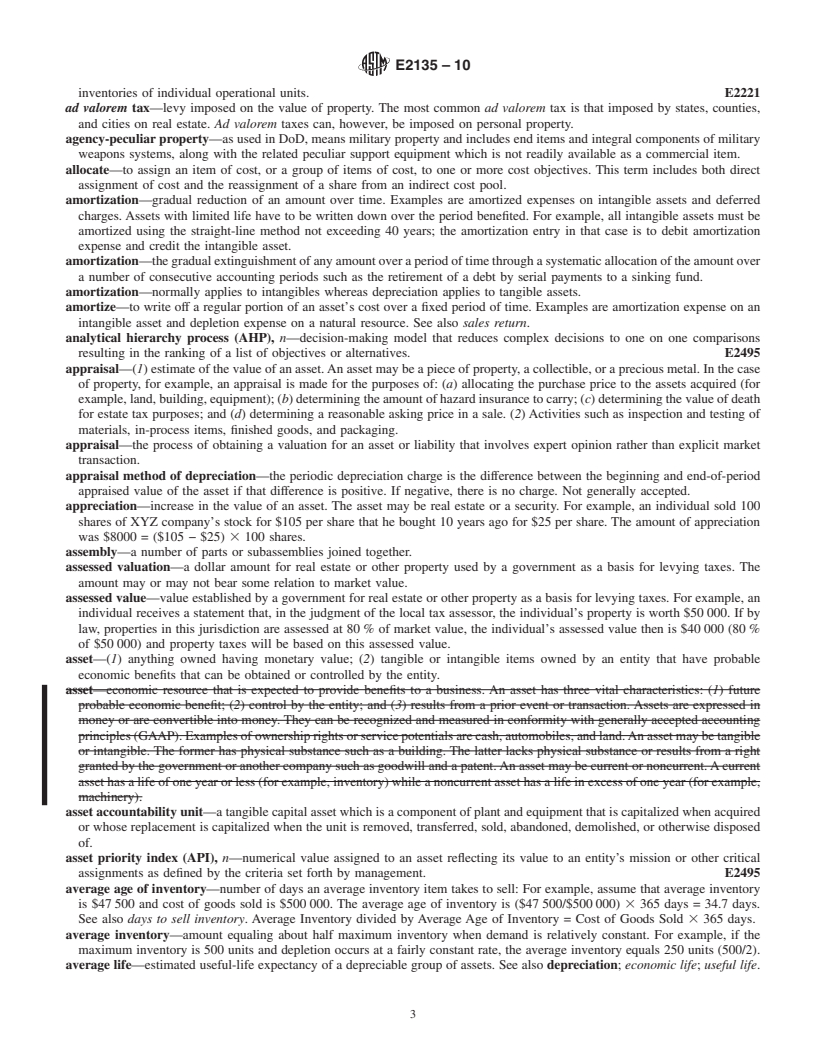 REDLINE ASTM E2135-10 - Standard Terminology for Property and Asset Management