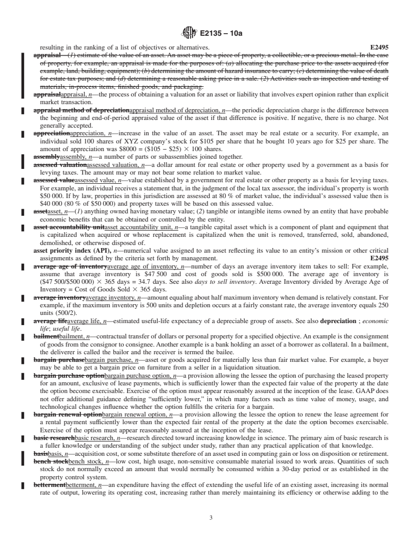 REDLINE ASTM E2135-10a - Standard Terminology for Property and Asset Management