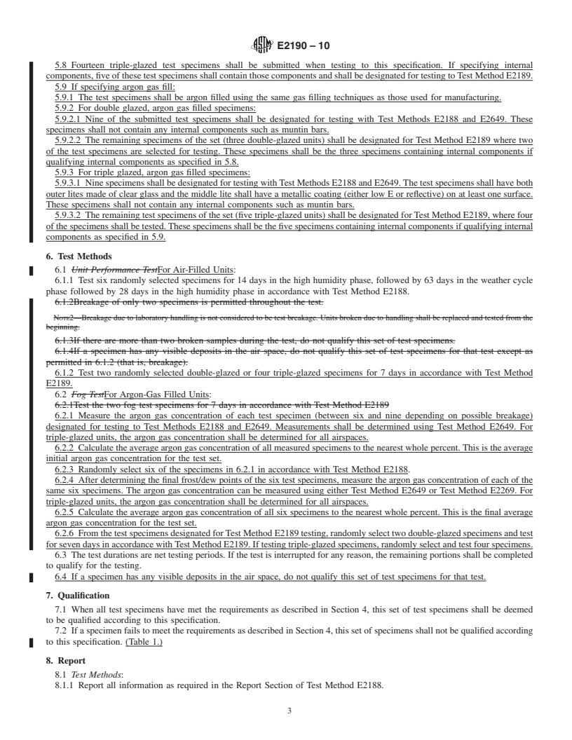 REDLINE ASTM E2190-10 - Standard Specification for Insulating Glass Unit Performance and Evaluation