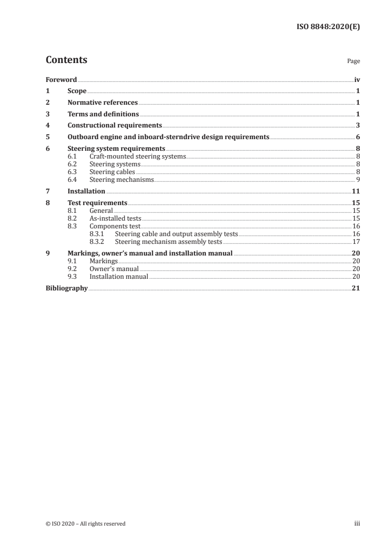 ISO 8848:2020 ISO 8848:2020 - Small craft — Remote mechanical steering systems
Released:12/14/2020