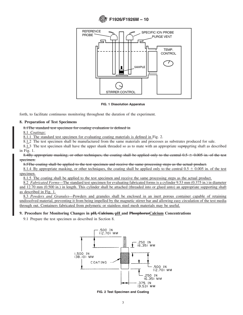 REDLINE ASTM F1926/F1926M-10 - Standard Test Method for Evaluation of the Environmental Stability of Calcium Phosphate Granules, Fabricated Forms, and Coatings