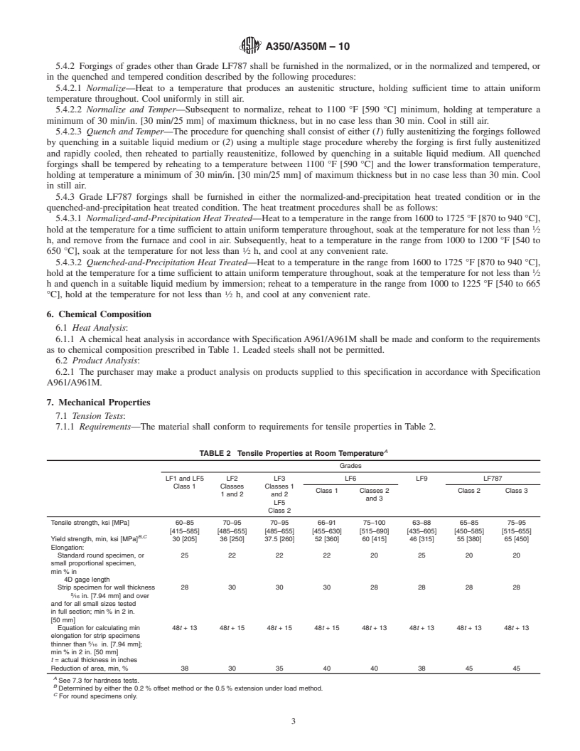 REDLINE ASTM A350/A350M-10 - Standard Specification for Carbon and Low-Alloy Steel Forgings, Requiring Notch Toughness Testing for Piping Components