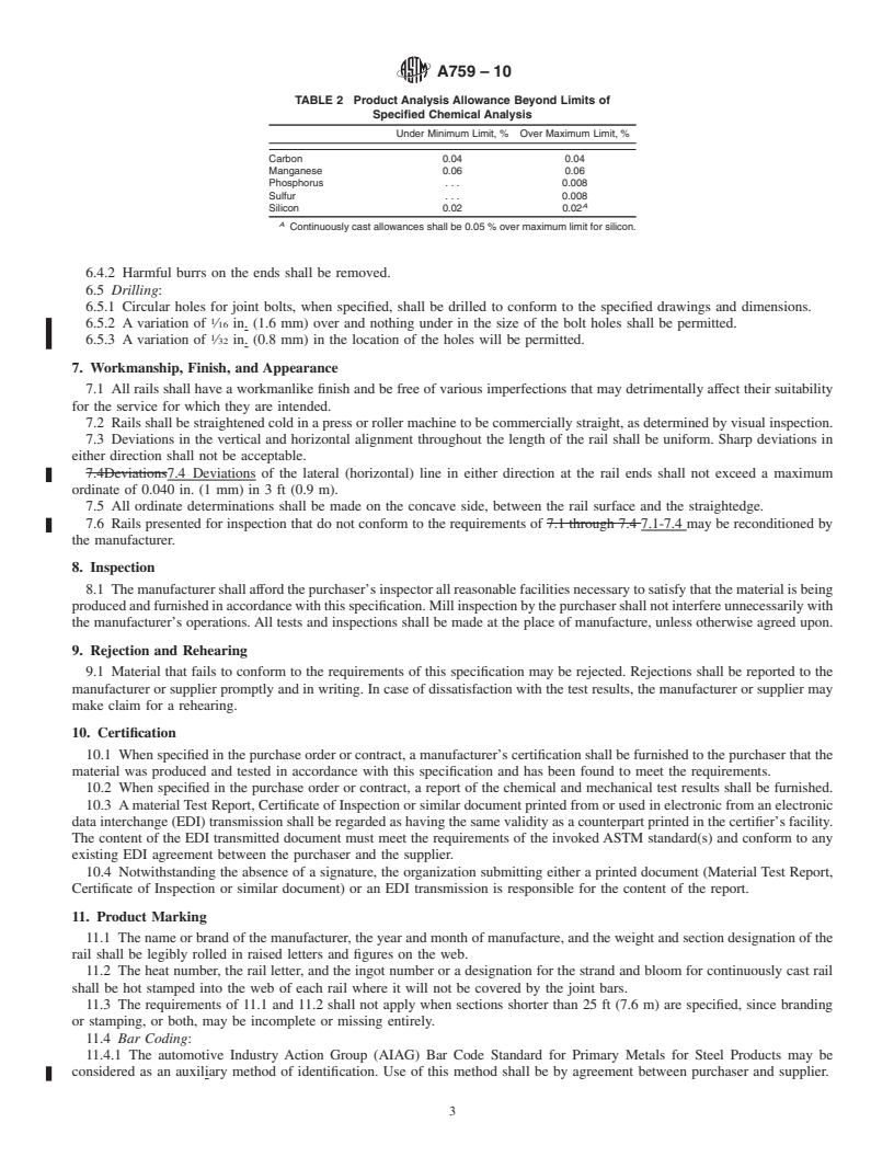 REDLINE ASTM A759-10 - Standard Specification for Carbon Steel Crane Rails