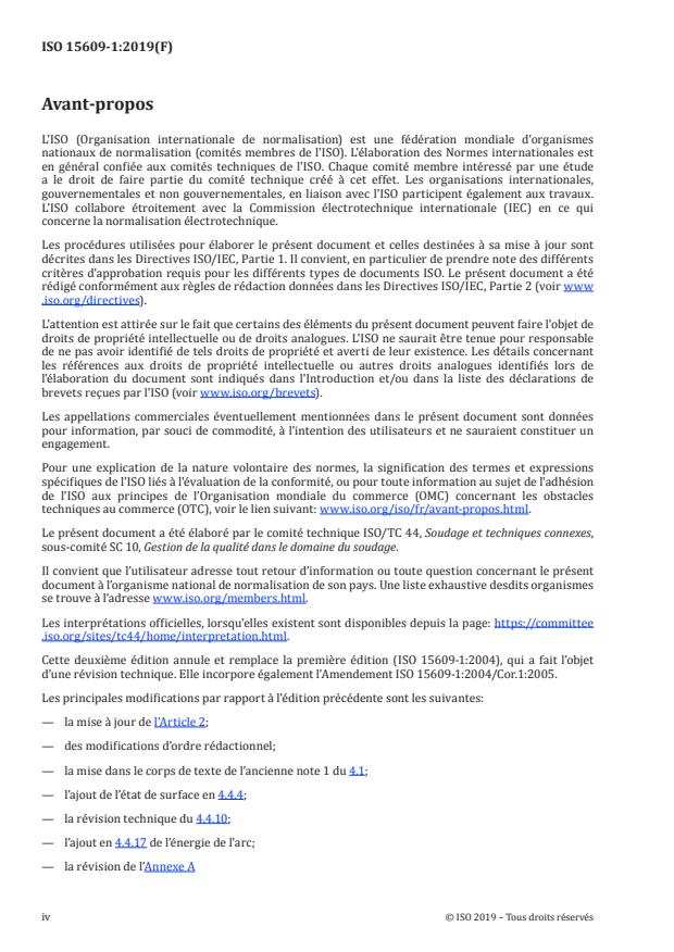 ISO 15609-1:2019 ISO 15609-1:2019 - Descriptif et qualification d'un mode opératoire de soudage pour les matériaux métalliques -- Descriptif d'un mode opératoire de soudage - Page 4 preview