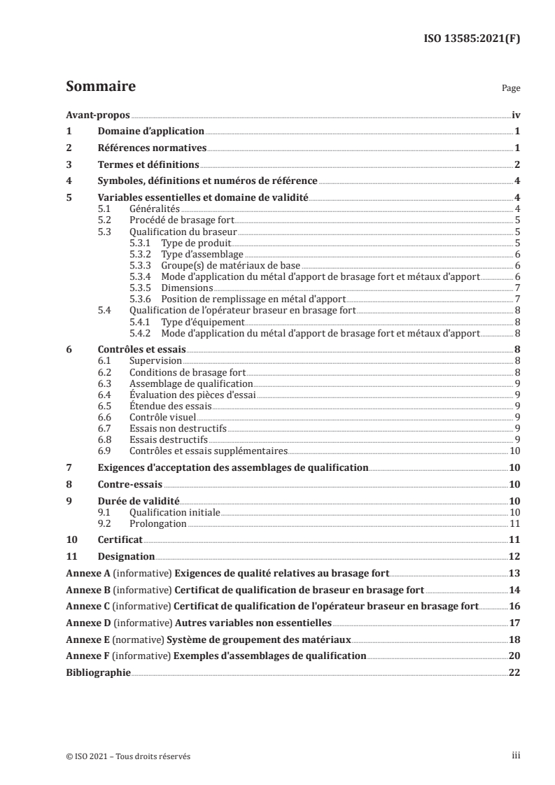 ISO 13585:2021 - Brasage fort — Essais de qualification des braseurs et des opérateurs braseurs en brasage fort
Released:12/21/2021