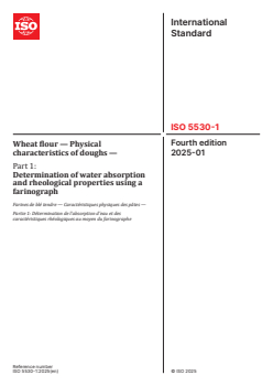ISO 5530-1:2025 ISO 5530-1:2025 - Wheat flour — Physical characteristics of doughs — Part 1: Determination of water absorption and rheological properties using a farinograph
Released:15. 01. 2025 - Page 1 preview