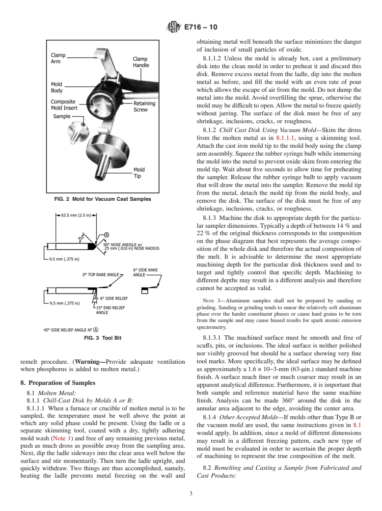 ASTM E716-10 - Standard Practices for  Sampling and Sample Preparation of Aluminum and Aluminum Alloys for Determination of Chemical Composition by Spectrochemical Analysis