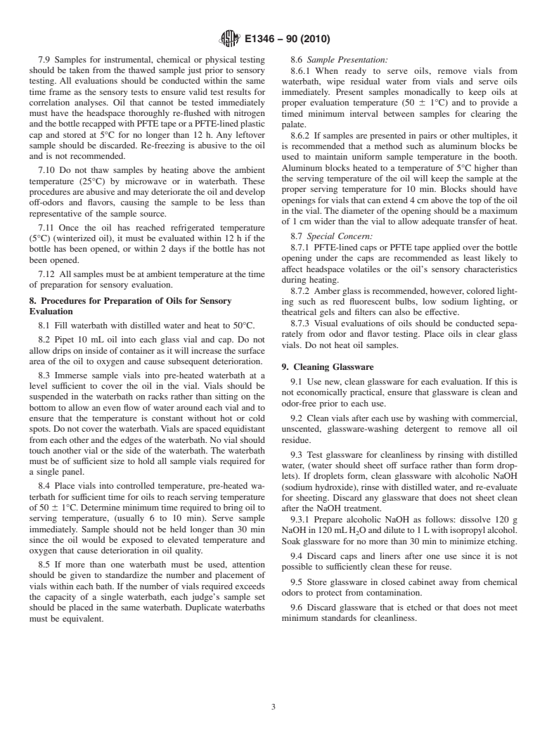 ASTM E1346-90(2010) - Standard Practice for Bulk Sampling, Handling, and Preparing Edible Vegetable Oils for Sensory Evaluation