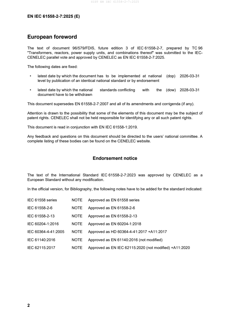 EN IEC 61558-2-7:2025 EN IEC 61558-2-7:2025 - Page 4 preview