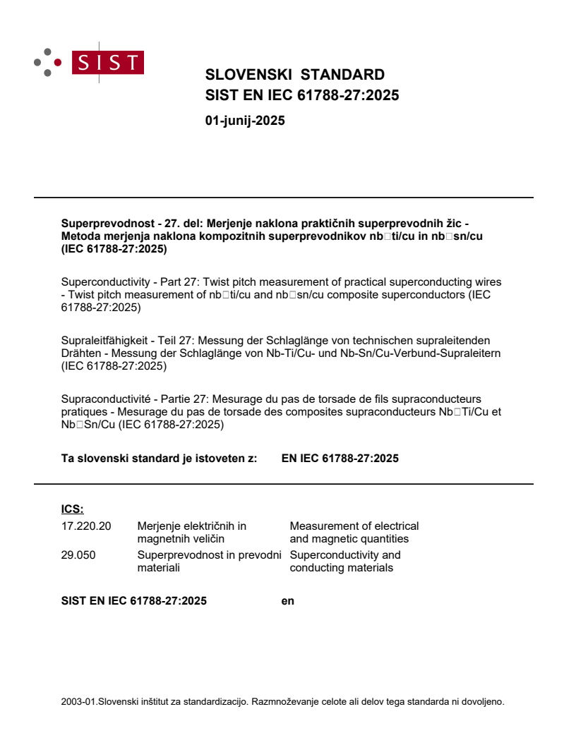 EN IEC 61788-27:2025 - BARVE