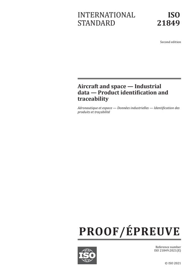 ISO/PRF 21849 - Aircraft and space -- Industrial data -- Product identification and traceability