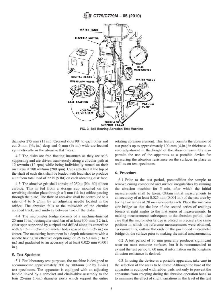 ASTM C779/C779M-05(2010) - Standard Test Method for Abrasion Resistance of Horizontal Concrete Surfaces