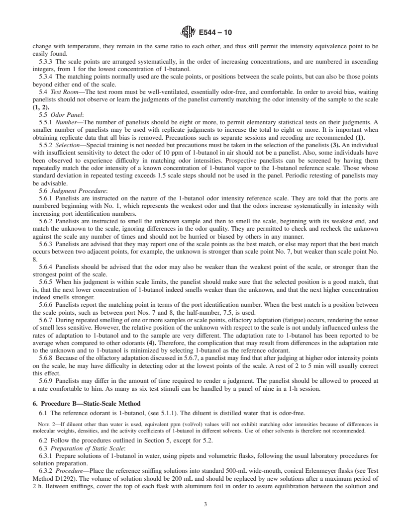 REDLINE ASTM E544-10 - Standard Practices for Referencing Suprathreshold Odor Intensity