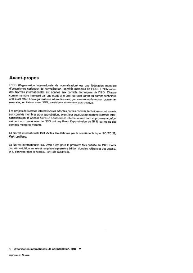 ISO 2586:1985 ISO 2586:1985 - Fraises cylindriques 2 tailles, a alésage lisse, a entraînement par tenons -- Série métrique - Page 2 preview
