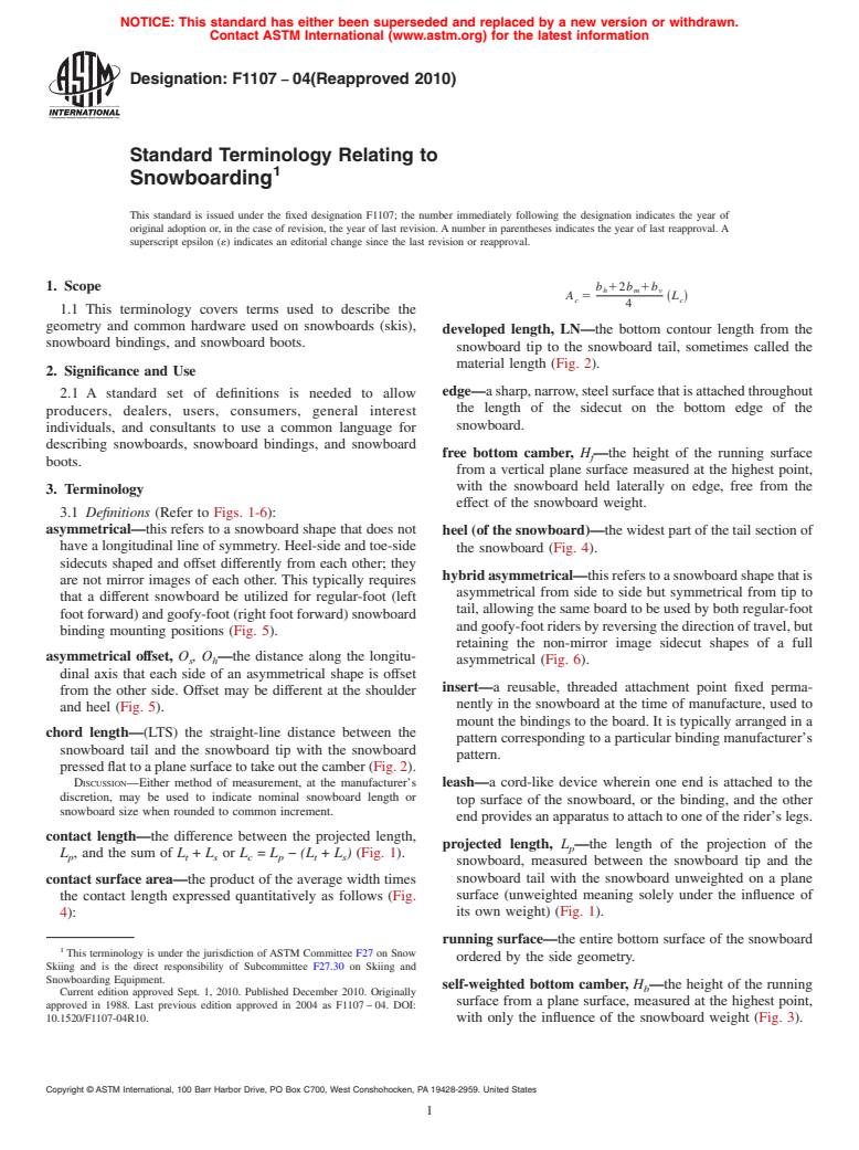 ASTM F1107-04(2010) - Standard Terminology Relating to Snowboarding