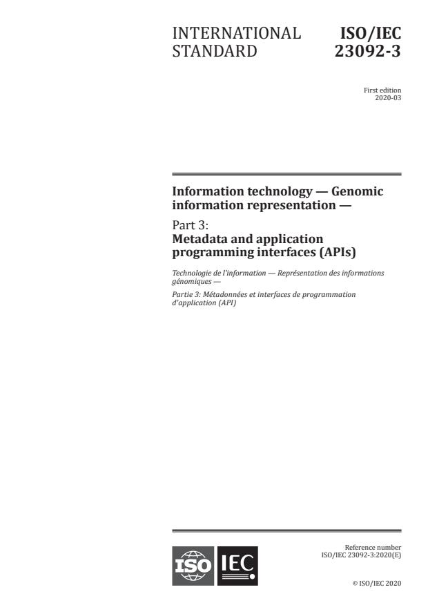 ISO/IEC 23092-3:2020 - Information technology -- Genomic information representation