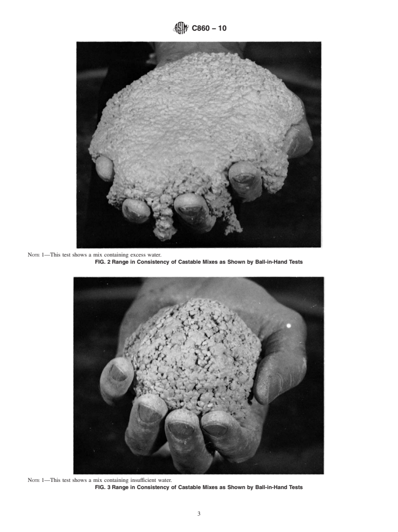 ASTM C860-10 - Standard Test Method for Determining the Consistency of Refractory Castable Using the Ball-In-Hand Test