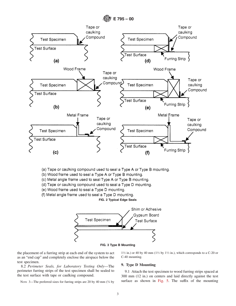 ASTM E795-00 - Standard Practices for Mounting Test Specimens During Sound Absorption Tests