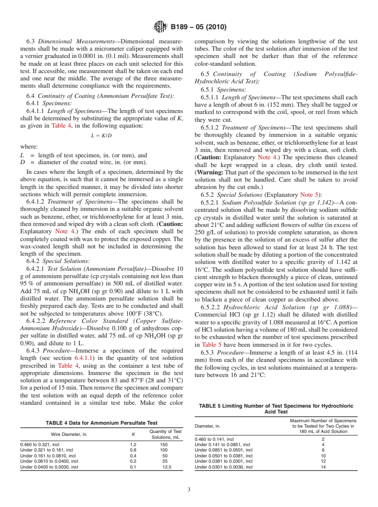 ASTM B189-05(2010) - Standard Specification for Lead-Coated and Lead-Alloy-Coated Soft Copper Wire for Electrical Purposes