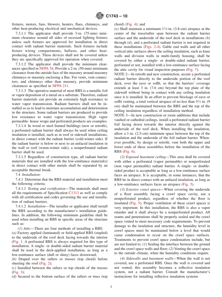 ASTM C1743-10 - Standard Practice for Installation and Use of Radiant Barrier Systems (RBS) in Residential Building Construction
