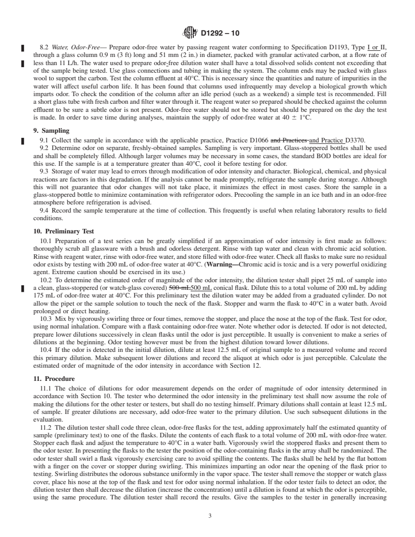 REDLINE ASTM D1292-10 - Standard Test Method for Odor in Water