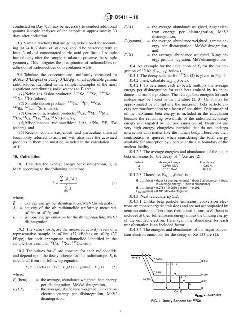 ASTM D5411-10 - Standard Practice for Calculation of Average Energy Per Disintegration (E) for a Mixture of Radionuclides in Reactor Coolant