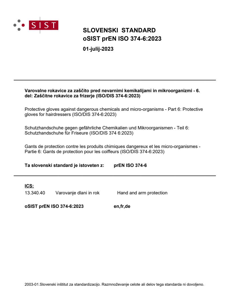 prEN ISO 374-6:2023 - BARVE