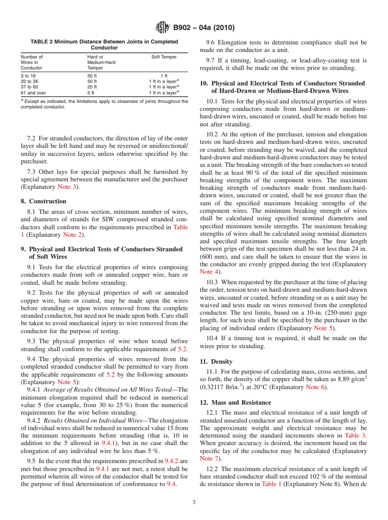 ASTM B902-04a(2010) - Standard Specification for Compressed Round Stranded Copper Conductors, Hard, Medium-Hard, or Soft Using Single Input Wire Construction