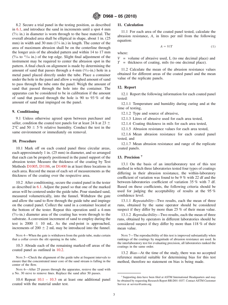 ASTM D968-05(2010) - Standard Test Methods for Abrasion Resistance of Organic Coatings by Falling Abrasive