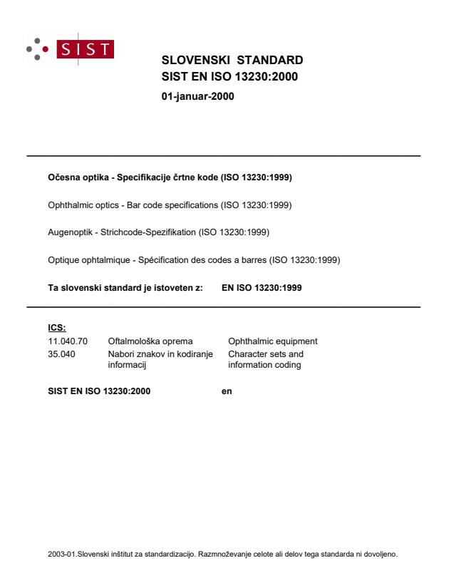 EN ISO 13230:1999 EN ISO 13230:2000