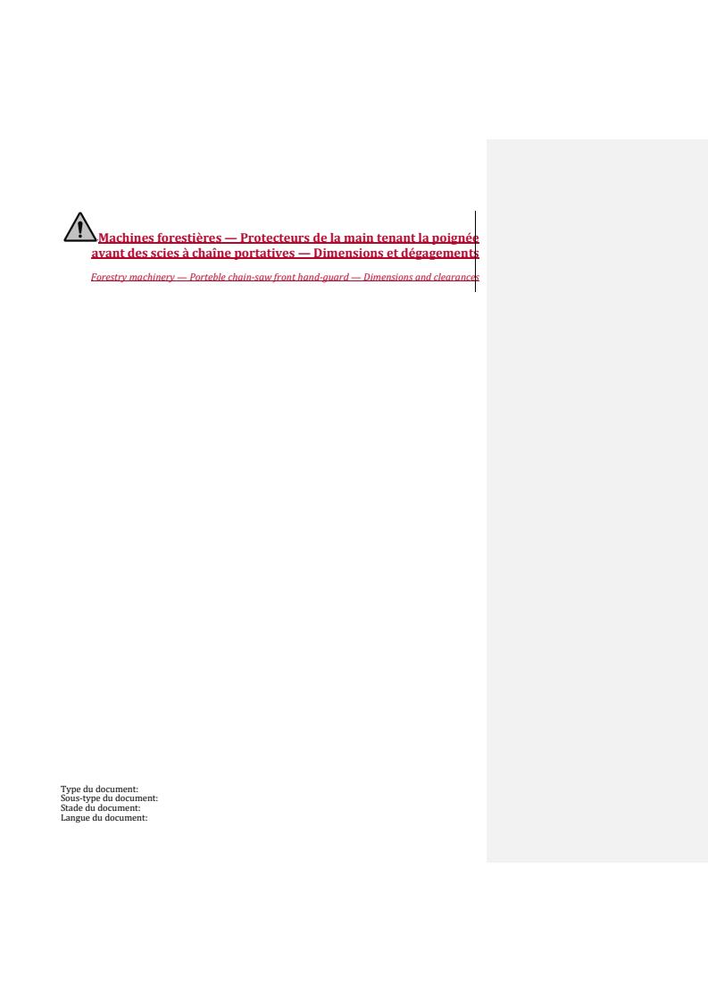 REDLINE ISO 6533:2020 - Forestry machinery — Portable chain-saw front hand-guard — Dimensions and clearances
Released:4/6/2022