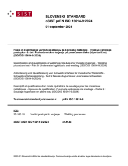 EN ISO 15614-9:2025 prEN ISO 15614-9:2024 - Page 1 preview