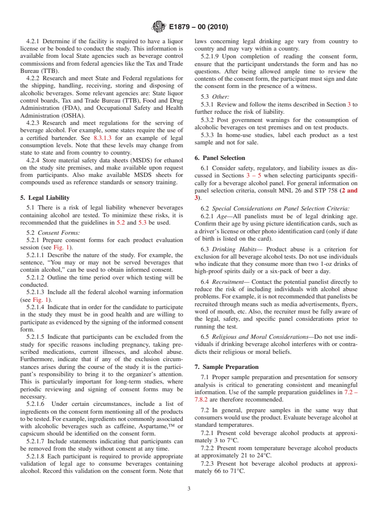 ASTM E1879-00(2010) - Standard Guide for Sensory Evaluation of Beverages Containing Alcohol