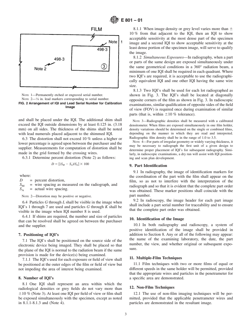 ASTM E801-01 - Standard Practice for Controlling Quality of Radiological Examination of Electronic Devices