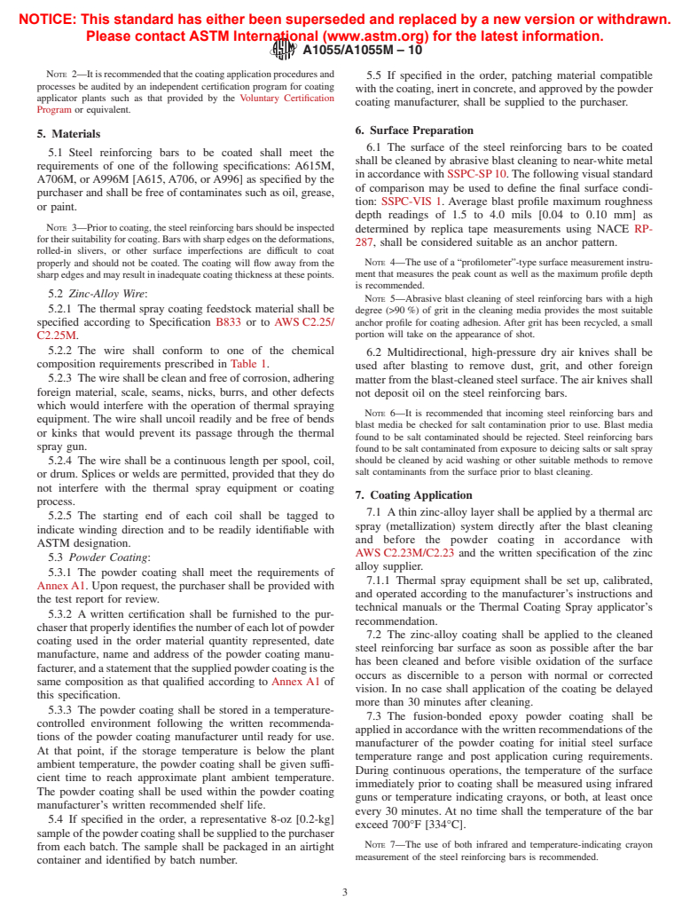 ASTM A1055/A1055M-10 - Standard Specification for Zinc and Epoxy Dual-Coated Steel Reinforcing Bars