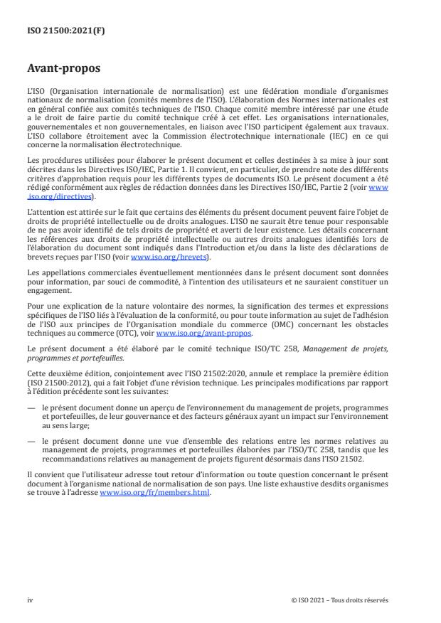 ISO 21500:2021 ISO 21500:2021 - Management des projets, programmes et portefeuilles -- Contexte et concepts - Page 4 preview