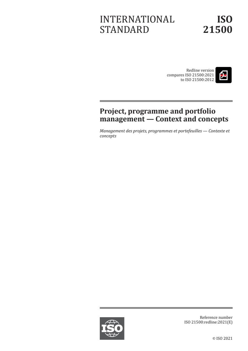 ISO 21500:2021REDLINE - Project, programme and portfolio management -- Context and concepts
