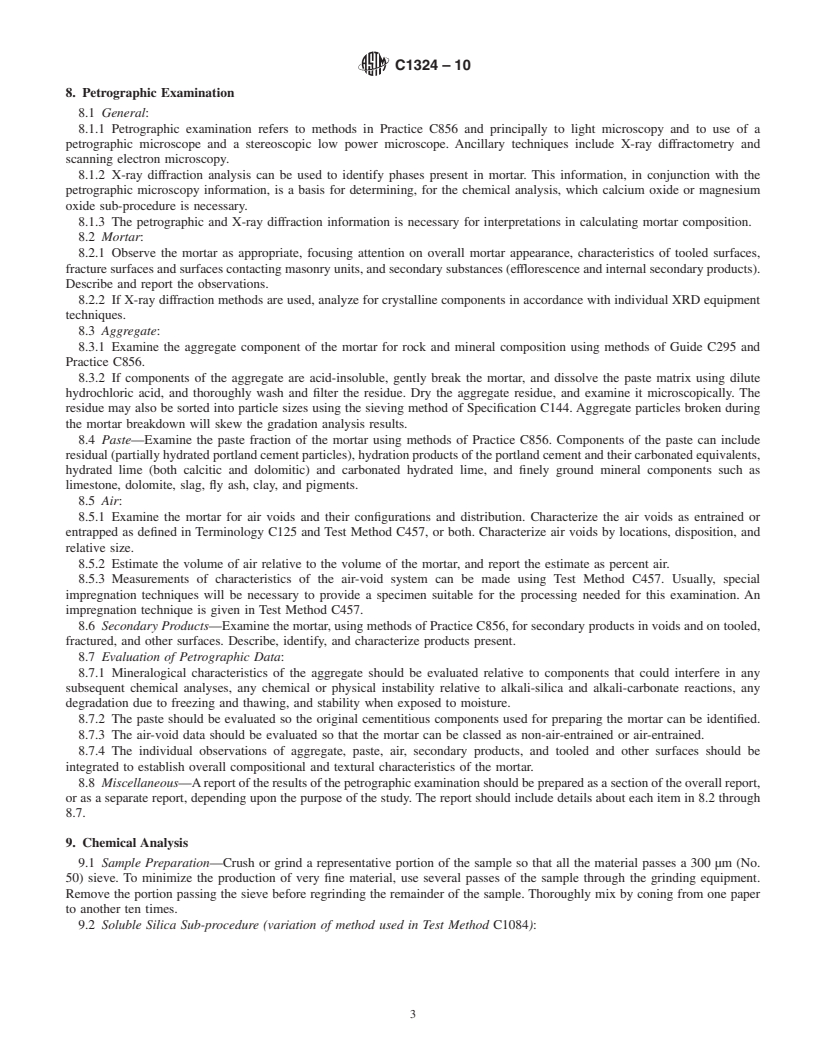 REDLINE ASTM C1324-10 - Standard Test Method for Examination and Analysis of Hardened Masonry Mortar