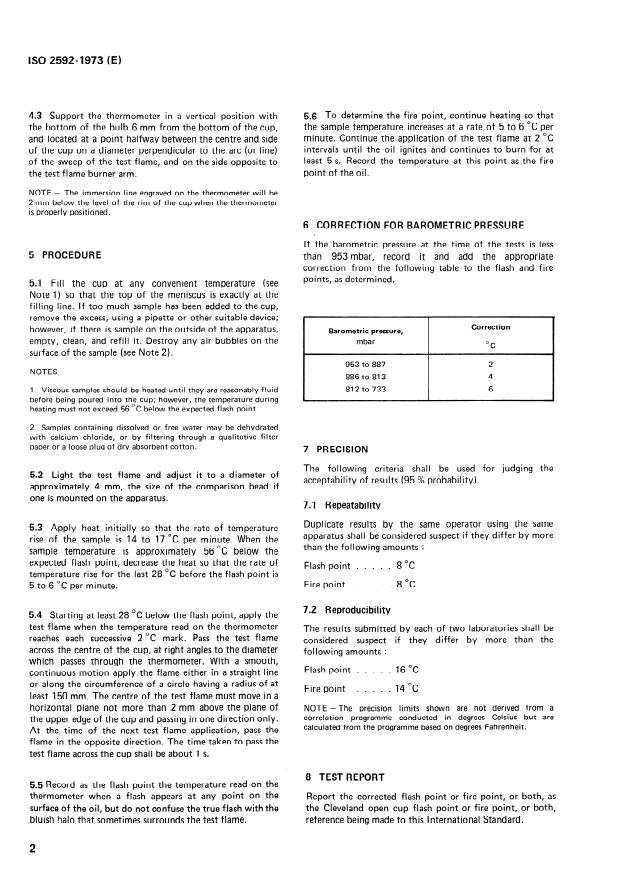ISO 2592:1973 ISO 2592:1973 - Petroleum products -- Determination of flash and fire points -- Cleveland open cup method - Page 4 preview
