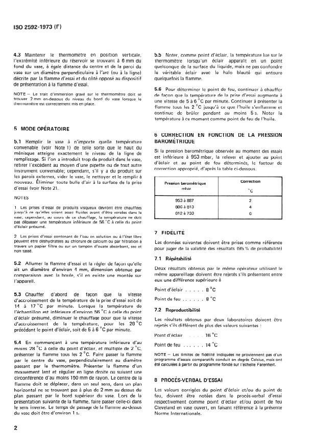 ISO 2592:1973 ISO 2592:1973 - Produits pétroliers -- Détermination des points d'éclair et de feu -- Méthode Cleveland en vase ouvert - Page 4 preview