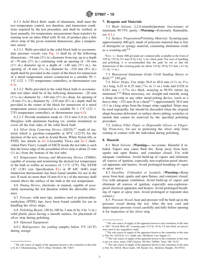 ASTM D7667-10 - Standard Test Method for Determination of Corrosiveness to Silver by Automotive Spark-Ignition Engine Fuel<char: emdash>Thin Silver Strip Method